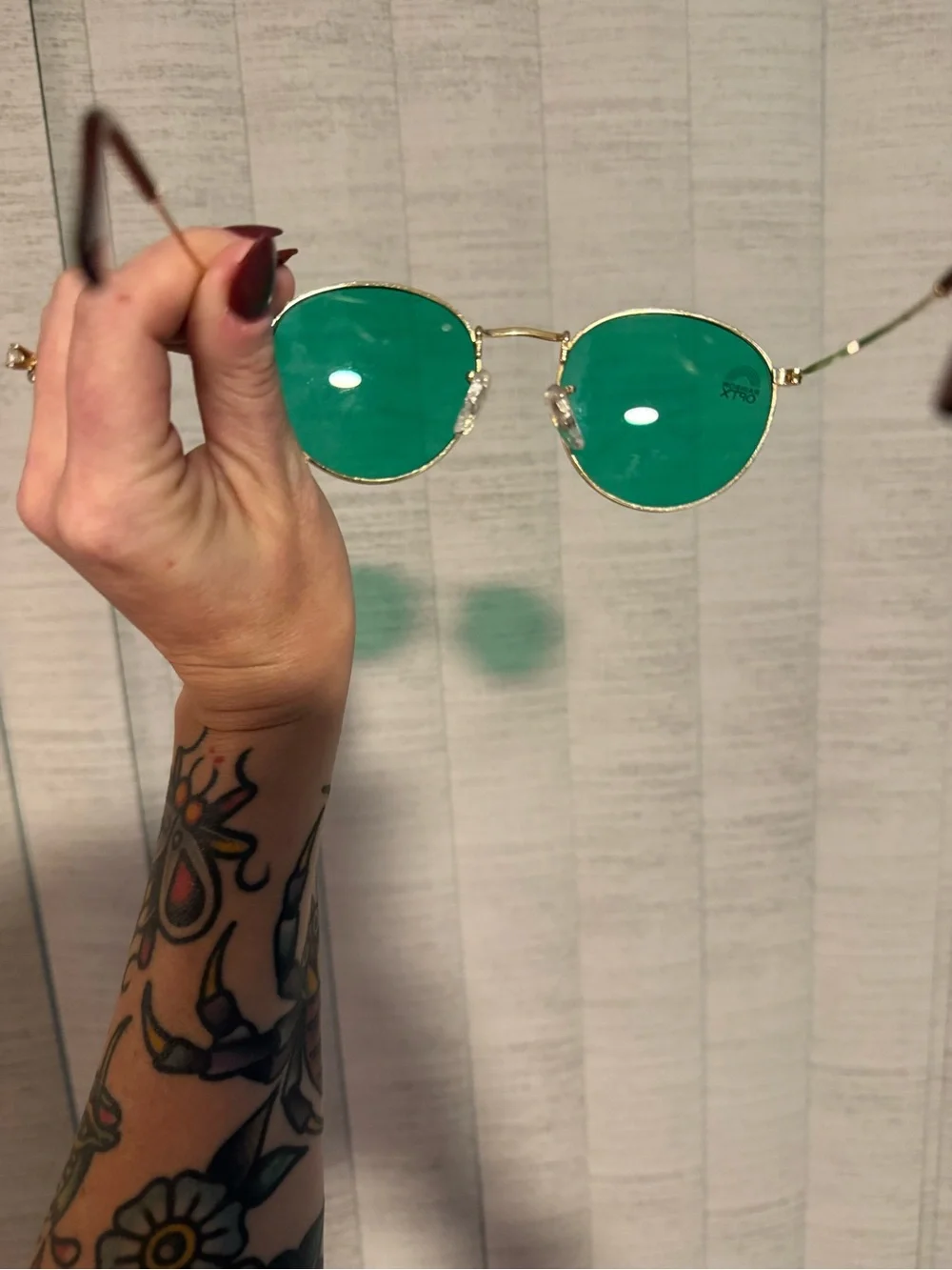 Rainbow OPTX Gold Frame Green Sunglasses